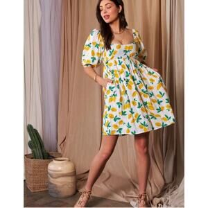 Boutique Lemon Mini Dress Babydoll Womens 3XL Plus Size Yellow White